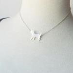 Sterling Silver Cat Necklace, Animal Pet Jewelry