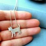 Sterling Silver Cat Necklace, Animal Pet Jewelry