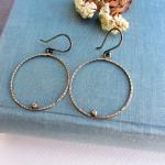 Oxidized Sterling Silver Hoop Earrings, Simple..