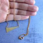 Geometric Triangle Gold Brass Long Necklace. Gold..