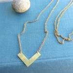 Gold Raw Brass Chevron Arrow Long Necklace,..