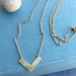 Gold Raw Brass Chevron Arrow Long Necklace,..