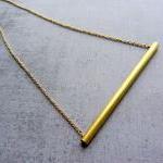 Brass Tube Bar Gold Long Necklace, Gold Plated..