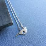 Sterling Silver Bird And Heart Necklace...