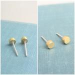 Round Studs - Post Earrings In Brass And Sterling..