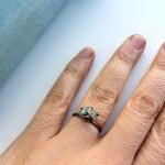 Oxidized Sterling Silver Charm Ring With Blue..