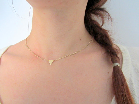 Minimalist Gold Triangle Necklace, Geometric Jewelry, Simple Modern Jewelry