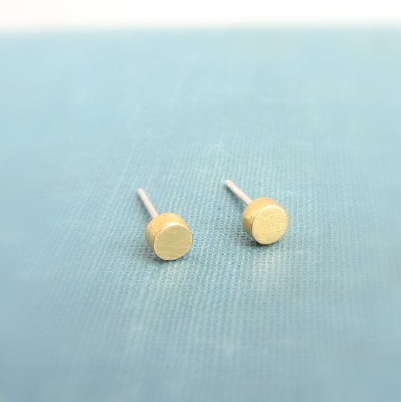 Round Studs - Post Earrings In Brass And Sterling Silver